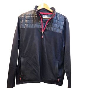Eddie Bauer Men's Pullover Long Sleeve Jacket 1/4 Zip Black Red Zipper Size M